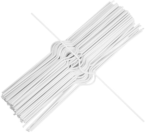 FOMIYES Ganchos de Hierro para Calendario 20 Cm Blancos, 100 Unidades, Gancho Doble Alambre para Encuadernación, Flexibles y Reutilizables para Colgar Calendarios, Pancartas y Carteles,