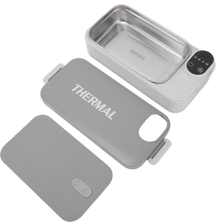 Vikye Scaldavivande Elettrico per Scatola da Pranzo, Scaldavivande Portatile per Camion per Auto con Contenitore in Acciaio Inossidabile 304, Scatola per Pranzo Riscaldata con Dis