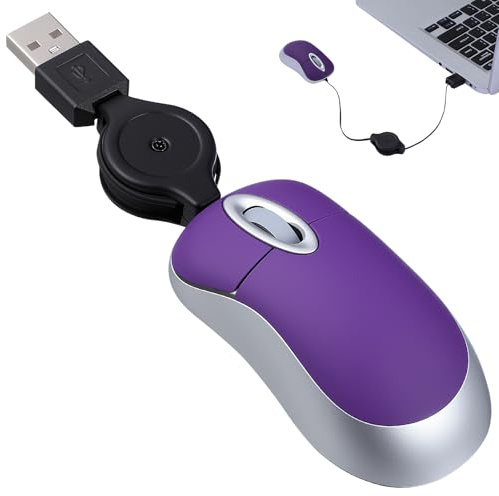 STOBAZA Souris Télescopique USB Filaire Compacte pour Ordinateur Portable Souris Optique Silencieuse Ergonomique Mini USB Violette Adaptée Travail L’étude
