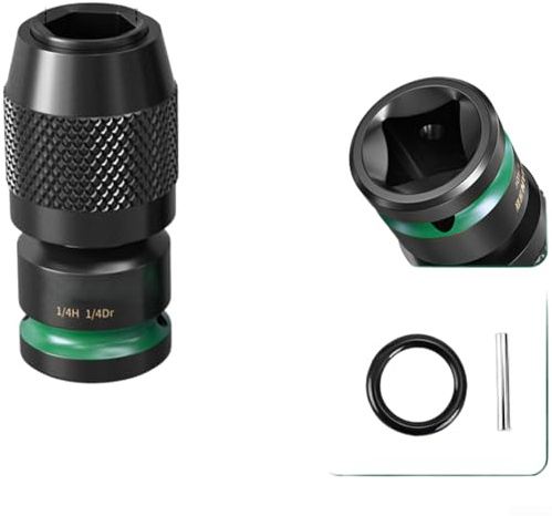 Adaptador de enchufe, bloqueo de liberación rápida para unidad de 1/2, 3/8, 1/4 pulgadas a hexagonal de 6,35 mm, compatible con llave de impacto y taladro eléctrico (A)