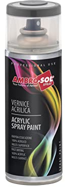 Ambro-Sol V4007039 Smalto Acrilico Multiuso, Vernice Brillante per Interni ed Esterni, Adatto per Qualsiasi Tipo di Materiale, Bomboletta Spray in Banda Stagnata Riciclabile 400 ml, Grigio Quarzo