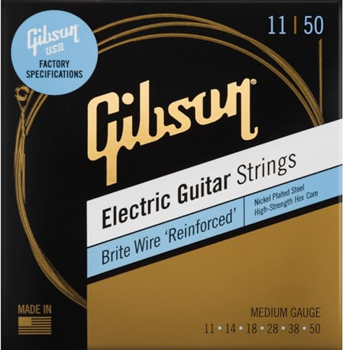 GIBSON ACCESSORIES Saiten Brite Wire 'Reinforced' Electric Medium 11-14-18-28-38-50, für E-Gitarre (SEG-BWR11)