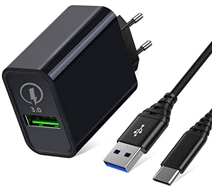 USB Ladegerät Quick Charge 3.0 Schnellladegerät für Samsung Galaxy A51 A71 A52S 5G S10 Plus S9,Note 10 20,A04S A02S A03S M12 A21S A30S A20E M23 M33 M32,18W Netzteile Ladeadapter/Ladestecker+2M Kabel