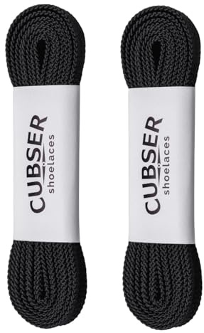 CUBSER Flat Shoelaces (2 Pairs) Quality Durable Wide(9mm) Shoe Laces for Sneakers and Trainers Shoes (90 CM, Black)