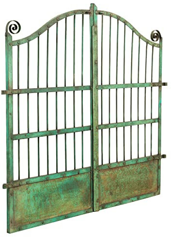 Biscottini Cancello in Ferro per Esterno 115x115x5 cm | Cancello Ferro battuto con Finitura Anticata | Cancello Giardino Esterno Pezzo Unico (Verde)