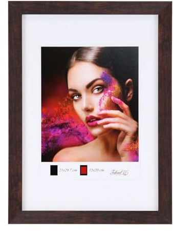 IDEAL TREND Holz Bilderrahmen Lifestyle Plexi Foto Rahmen Collage Wanddeko Poster HR-25: Farbe: Nuss | Format: 50x70