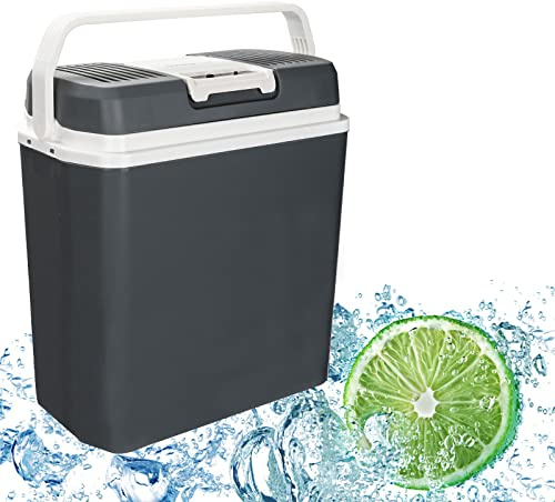 Jopassy Kühlbox Elektrischer, 24 Liter Mini-Kühlschrank Kühlt & Wärmt, Auto Kühlbox dürfen 12 Volt und 230 Volt ECO Modus Mit Kabel, für Auto und Camping, Reisen, Picknicks, Grau