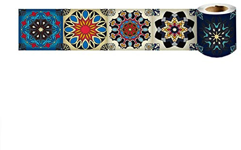 Dostear Bordure de papier peint Ovale Bleu - Décoration murale amovible Frise Murale Autocollant en PVC - Plinthe Autocollant 10cm X 240cm