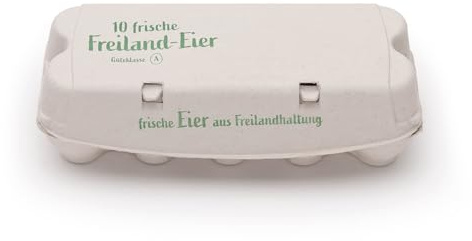 eivolution ComPac 10er Eierkarton | 25 Stück | Eierschachtel mit Aufdruck Frische Freiland-Eier für Hühnereier in den Größen S, M & L | Grau