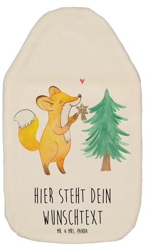 Mr. & Mrs. Panda Personalisierte Wärmflasche Fuchs Weihnachtsbaum - Weiß
