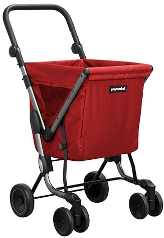 Playmarket We Go Premium Einkaufstrolley, leicht, faltbar, nachhaltiges wasserdichtes Textil, Verstellbarer Lenker und drehbare Hinterräder, Fassungsvermögen 55 l