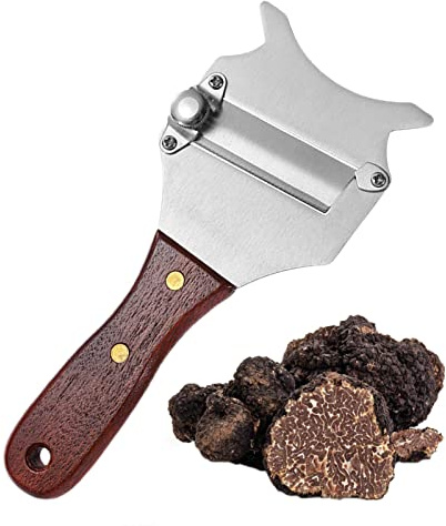 PW TOOLS Rasoio affettatartufo | Affetta Formaggio al Tartufo in Acciaio Inossidabile, Cucina con Rasoio Regolabile Manico in Palissandro