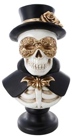 Chaks - Busto di scheletro XXL, figura decorativa veneziana, Halloween | Figura in resina sintetica in stile veneziano, decorazione di Halloween per tavolo, cassettiera e vetrina