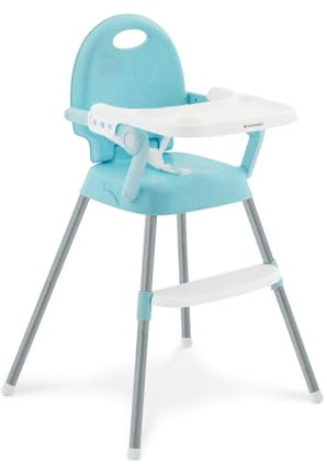 KikkaBoo Spoony, Seggiolone pappa 3in1 per bambini, Evolutivo e pieghevole, Fino a 36 mesi, Rialzato o da tavolo, Vassoio rimovibile, Blu