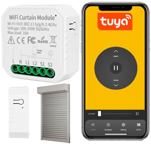 Sone Smart One Rolladenschalter mit Prozentfunktion. WIFI Jalousien Schalter kompatibel mit Smart Life/Tuya, Alexa und Google Home