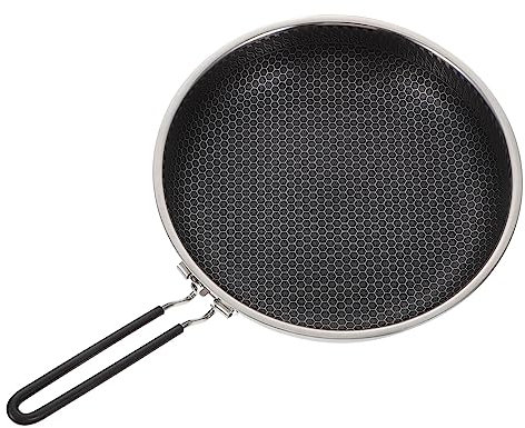 ABOOFAN Poêle à Frire Alvéolée Acier Inoxydable Avec Poignée Caoutchouc Pour Isolation Thermique Cuisson Homogène