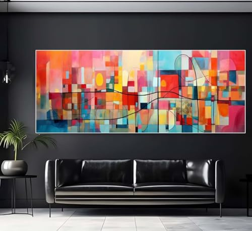 Diamond Painting XXL Groß 120x40 cm Diamant Painting Bilder Bunt Diamond Art Kits, DIY Basteln Erwachsene Malen Nach Zahlen Full Diamant Painting Malerei Stickerei Set Home Wand Dekor (Abstrakt) U339
