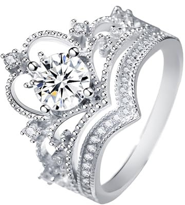ARHZ 2 Stück Kronprinzessin-Diamantring,freundschaftsringe,promise ring,ringe frauen Für Ihren beste Freundin/Frau/Freundin