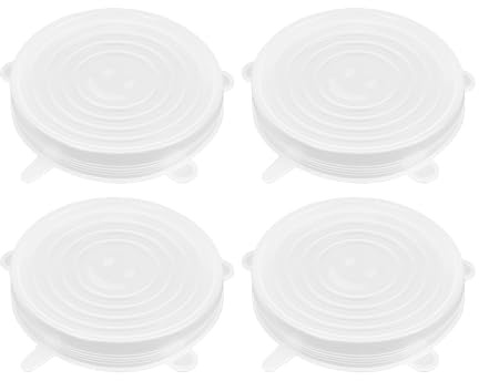 WUMUZAI 4 Pack 14.5cm Reusable Silicone Stretch Lids, Silicone Bowl Covers for Food Storage, Universal Stretchable Lids for Containers Produce, Elastic Expandable Seal Cover, Microwave Freezer Safe