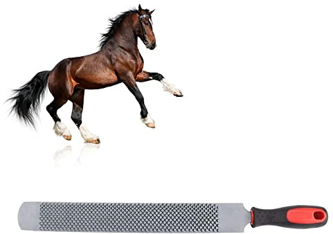 GAQDDRE Lima de Herradura, Lima de pezuña de Caballo, escofina de herrador Profesional con Mango de Goma, Adecuada para Reparar pezuñas de Caballo, pezuñas de Cabra y pezuñas de Vaca