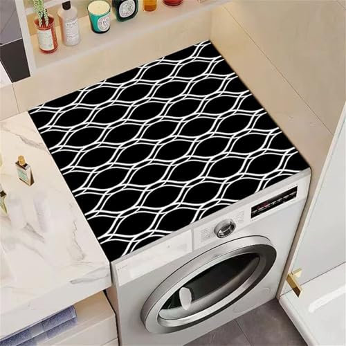 Highdi Housse de Protection pour Machine à Laver Top, Lignes Simples, Coussin de Machine à Laver Antidérapant Housse de Machine à Laver pour Machine à Laver Ou Sèche-Linge (Noir,60x60cm)