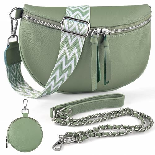 BROTOU Leder Handy Umhängetasche Echtes Crossbody Bag mit 2 Breitem Schultergurt Kartenhalter, mit Kleine Ledertasche Schwarz UmhäNgetasche Damen Leder UmhäNgetasche Damen, Kleine Umhängetasche Damen