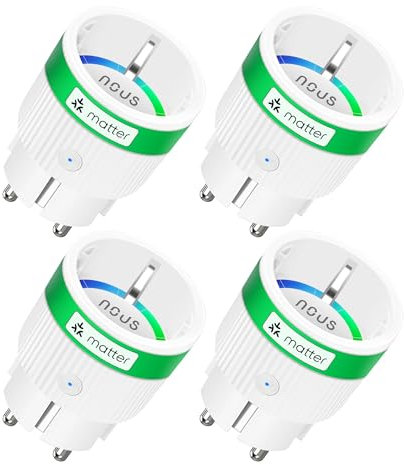 NOUS Prise Connectée Matter avec Suivi de Consommation Électrique, 16A 3840W, Compatible avec Alexa, Google Home, Tuya, Apple Homekit, SmartThings, Télécommande via App, WiFi 2.4 GHz