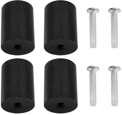 OTOTEC 4PCS Knurled Cylinder Knob Handle 25mm x 18mm Compatible with Any Cupboard Draw Cabinet Unit Cupboard Knob Knurled Pull Handle Black