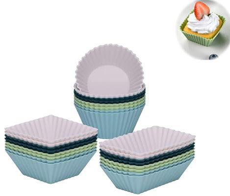 YYUEZHI Set Di 24 Stampi In Silicone Per Dolci, Stampi In Silicone Per Dolci, Pirottini Silicone Muffin, Stampi Muffin Silicone, Stampi Riutilizzabili E Antiaderenti Per Torte, Creme E Budini