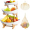 Frutero de plásticos de 3 Piso, Ensalada de Frutas con Soportes de Madera para Decoración de Cocina, Verduras,Cocina, Hogar, Autocaravana