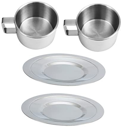 Cabilock Kaffeetasse Aus Edelstahl 304 – Espressotassen Dekorativer Wassertrinkbecher Latte-servierbecher Behälter Trinkbecher – 2 Sets 4 Stück