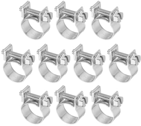 PATIKIL 10 Pcs 13-15mm Mini Fuel Injection Hose Clamps Stainless Steel Adjustable Clamp