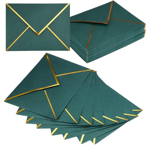 50 Pezzi Buste Lettere Verde Scuro Formato, 13.5 x 18.5cm Buste Autoadesivo