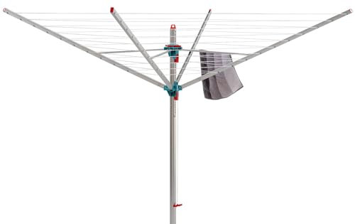 Berlinlodge Wäschespinnen Vento | 4 Tragarmen | 12 windsichere Halter | Aluminium | Hx⌀ 170x300cm | Extrem stabile Tragarme | Automatiköffnungs | Inkl. Bodenhülse, Schutzhülle mit Reißverschluss