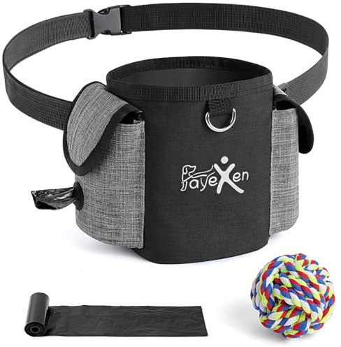 Sac Friandise pour Chien Lot de 3 Chien Accessoire Dressage avec Sac a Crottes Chien & Balle Chiot & Pochette Friandise pour Chien Dressage Portable Sac a Friandise Chien Chat avec Ceinture Réglable