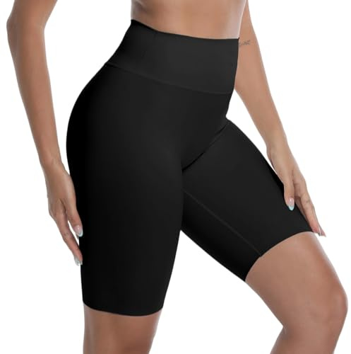 Towintec Gym Shorts Dam Gym Kort Kort Kort Shorts Anti-Chafing Gnugging Hotpants Mjuka Magkontroll Strumpbyxor Hög Midja Byxor För Yoga Träning Cykling Löpning, Svart, S