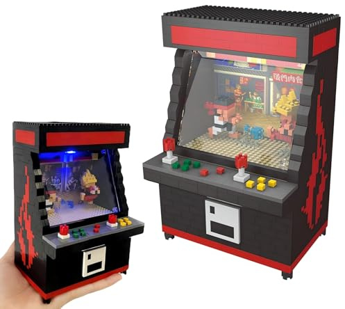 Finger Rock Mikro Retro Arcade Konsole Klemmbausteine,1060 Teile DIY Tabletop Anime Fighter Szene Arcade Maschine Modell Kreative Spielautomaten Geschenke für Gaming Fans Junge Menschen