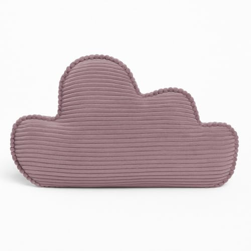 chilly pilley® Dekorative Kissen aus Cord – Mond, Herz & Wolke – Weiche Cordstoff Kuschelkissen für Kinderzimmer, Sofa & Bett – Zierkissen (Lila, Wolke)