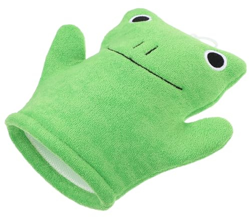 PRETYZOOM Bath Towel Exfoliating Mittens for Bathing Soft Scrubbing Mitt Frog Shape Shower Puff for Body Cleansing and Shower Supply