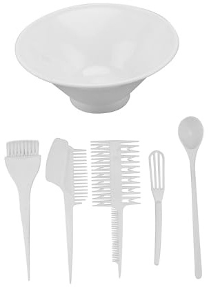 Healifty 6pcs Hair Dye Kit with Comb Brush and Mixing Bowl Plastic Hair Coloring Tools for DIY Salon and Professional Barber Use Portable Hairdressing