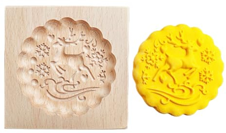 Stampi per biscotti in legno, utensili da cucina antiaderenti, a forma di albero di Natale, divertenti, timbro per biscotti 3D, per adulti e bambini
