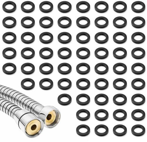 TIESOME 60 Pcs Shower Hose Washer, 1/2 Inch Rubber Washers for Shower Head Washers, Black Sealing Rings for Tap & Hose Connecting, Durable & Waterproof