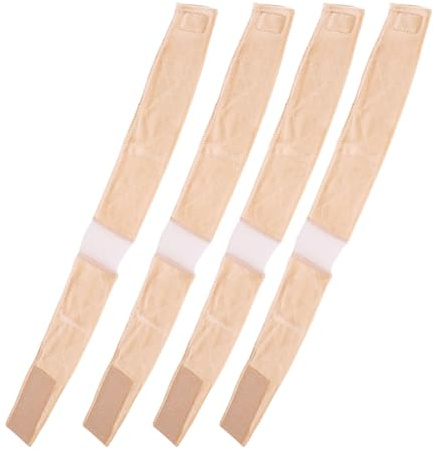 LUCKDANO 4 Stück Verstellbares, Verstärktes, Bequemes, Elastisches Spitzen-Perücke-Stirnband, Sicher Befestigt, Perücke, Kaffeebraun (Hautfarbe)