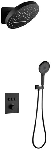 FQYEP Douche Encastrée Thermostatique Noir Colonne de Douche Encastrée Mitigeur Douches Encastre avec Douchette