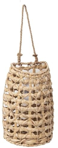 NiuLumea Cestino in giacinto d'acqua intrecciato a mano, fiori secchi, piante artificiali o decorazione da parete, vaso in paglia naturale con dimensioni 23 x 13 x 30,5 cm
