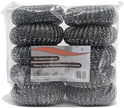 PREMIUM Heavy-Duty Galvanised Steel Scourers – PACK OF 2, 5 & 10 | Extra Large Metal Scouring Pads for Tough Cleaning, Grease & Burnt-On Stains | Ideal for Catering, Kitchen & Industrial Use (2 Pack)