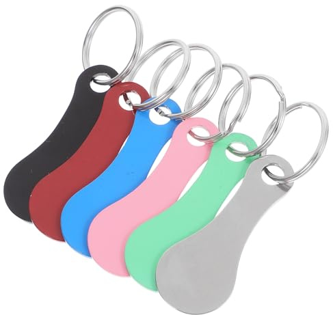 NIYANGLE Lot de 6 Jetons Porte-clés Colorés pour Chariot de Courses, en Acier Inoxydable, Petits Accessoires Pratiques et Décoratifs pour Déverrouillage Caddie, Porte-clefs Multifonctions,