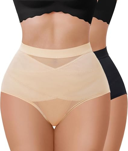 Nebility 2 Piezas Faja Reductora Mujer Invisible Adelgazante Braguitas Moldeadoras Control de Barriga Faja Sin Costuras para Postparto Recuperación