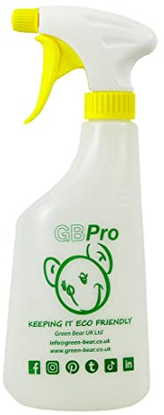 GBPro Spray Bottle/Container Handy Dispenser (+% Dilution Markings) Spray Bottles For Cleaning Solutions and Gardening Plastic Bottle Yellow 600ml+