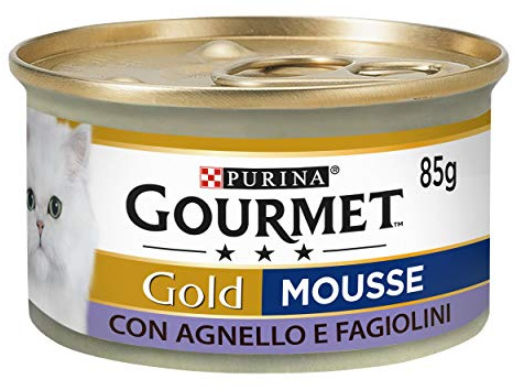GOURMET Gold Nassfutter für Erwachsene Katzen Mousse mit Lamm und grünen Bohnen, 24 Dosen à 85 g